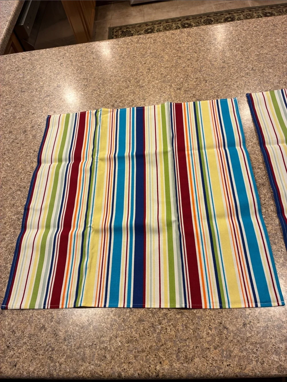Longaberger Sunny Day Stripe Napkins Blue Yellow WITH IMPERFECTIONS SMELLS MUSTY